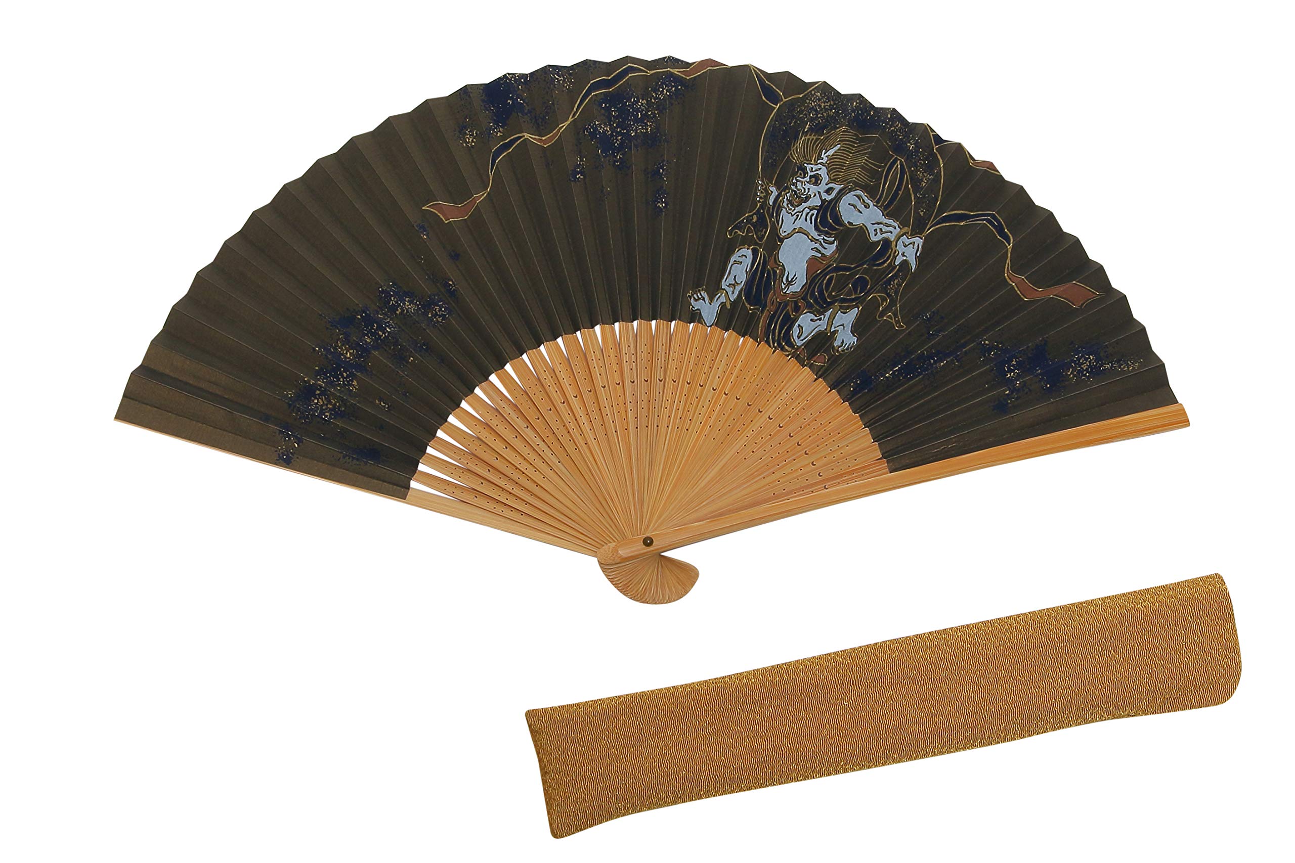 

Hasegawa Мужской киотский веер, с чехлом для веера и подарочной коробкой, Сделано в Японии, «Фудзин»