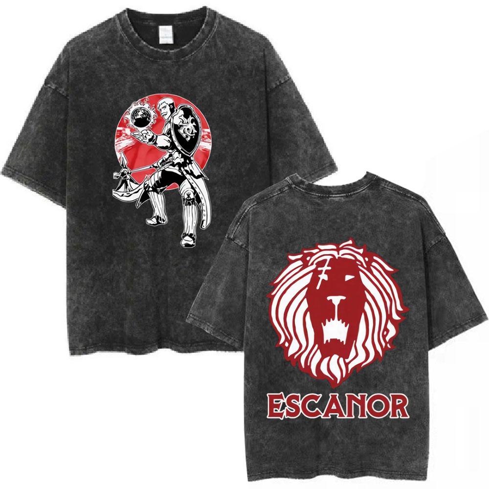 Anime The Seven Deadly Sins Escanor Vintage Washed T Shirts Men Women Clothing Fashion Harajuku Short Sleeve Oversized T-shirts