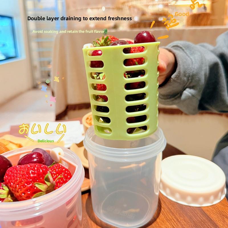 Portable Salad Cup with Fork Attachment Large Capacity Leak-Proof Sealed Design