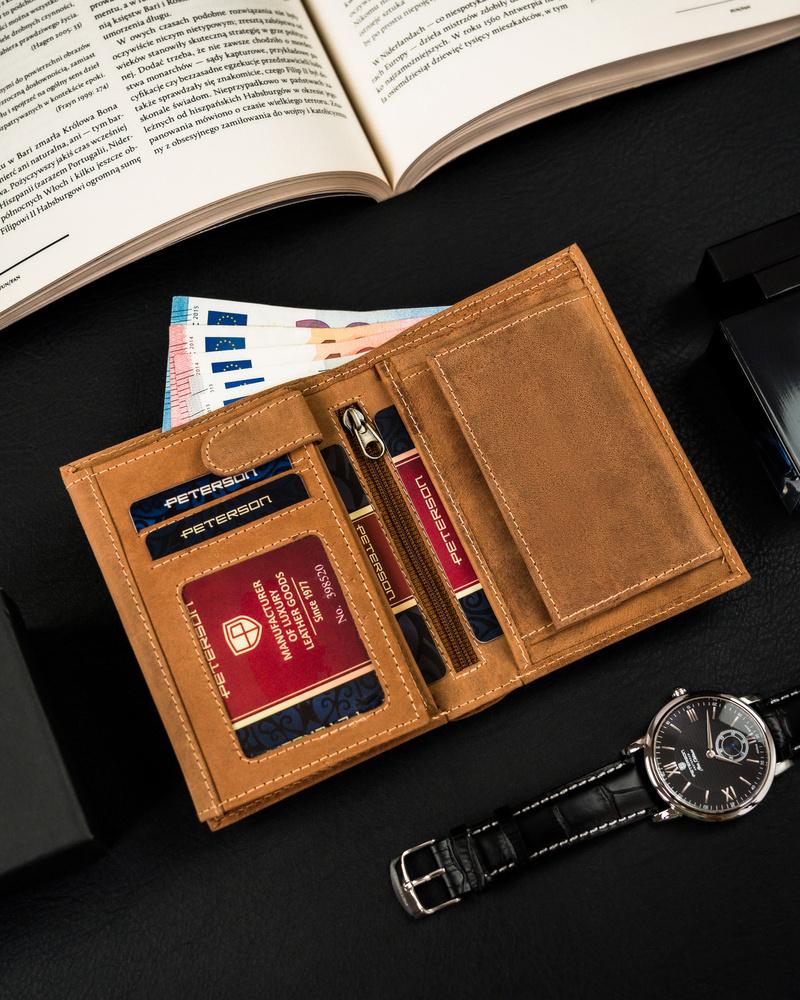 Men's leather wallet with zipper pocket - Peterson