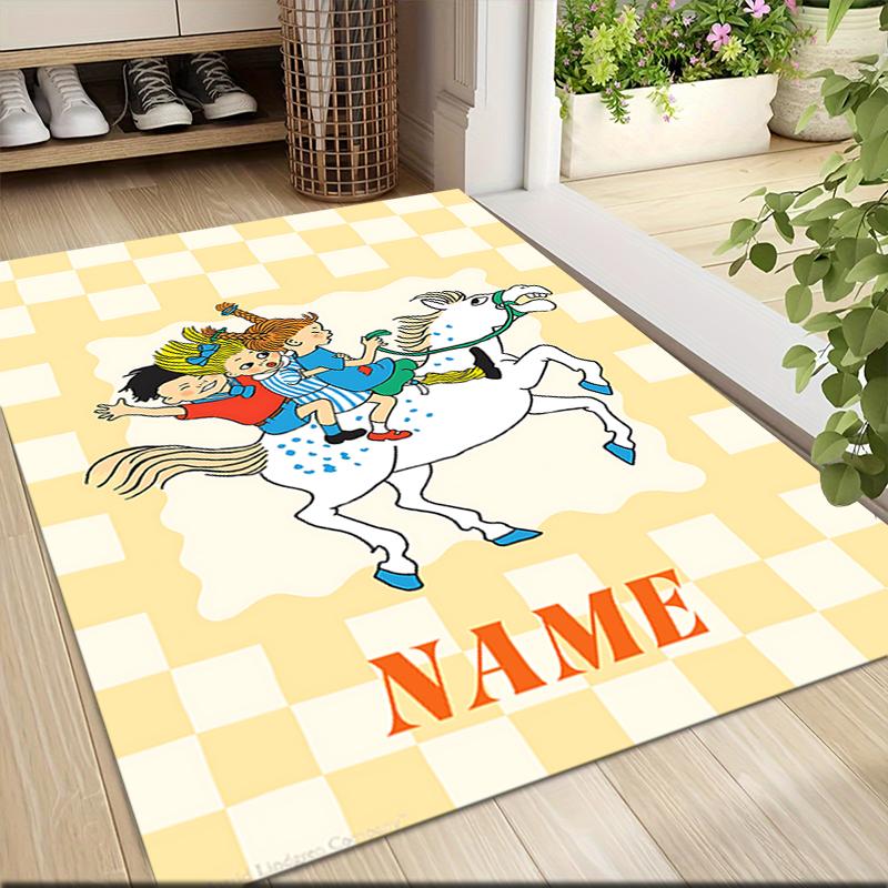 Custom Name Pippi Adventures Carpet Rug Customizable Soft Washable Anti-Slip Home Living Room Sofa Mats Personalized Rug. 0909321