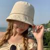Floral Embroidered Hat Thin Fabric Face Flattering Hat Cotton Linen Bucket Hat Breathable For Camping Shopping Travel