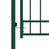 Fence Gate EMMEN with Spikes Steel 104 x 109.5 cm Green