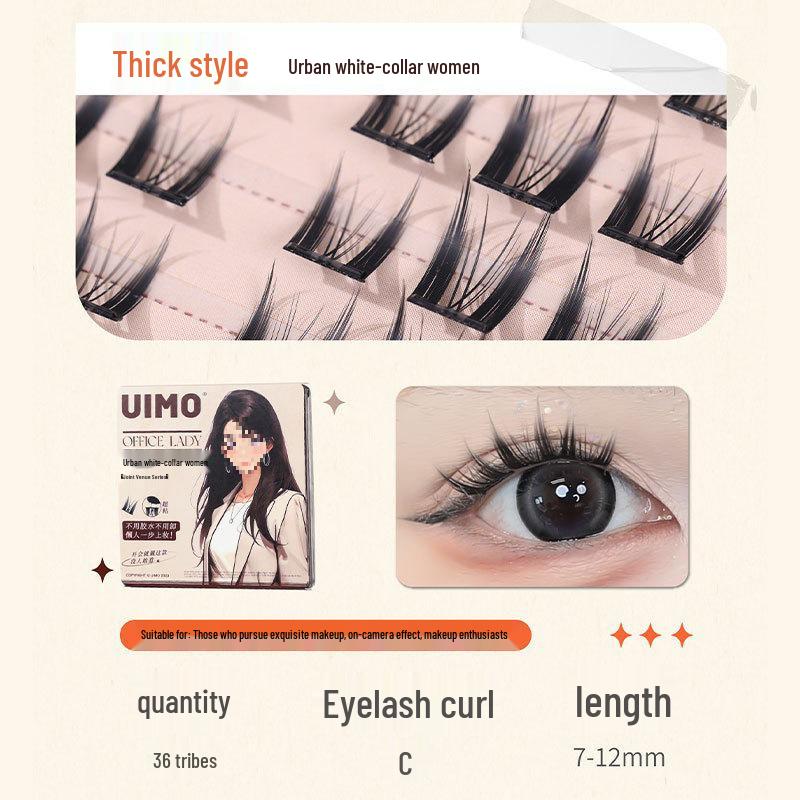 Uimo Glue-Free Natural Magnetic False Eyelashes with Self-Adhesive Stem, Reusable Extensions for Women