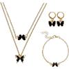 Butterfly gold plated jewelry set for women necklaces with matching earrings bracelet elegant jewelry for wedding party Valentines Day gift