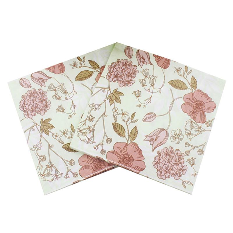 20pcs Wedding Napkins Disposable Printed Square Tissue Flower Rose Napkins Cafe&Tea Paper Napkins Decoupage Party Decoration