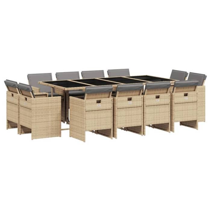 VidaXL Ensemble à Manger de Jardin avec Coussins 13 pcs, Table et Chaise de Terrasse, Meubles de Patio 3210684