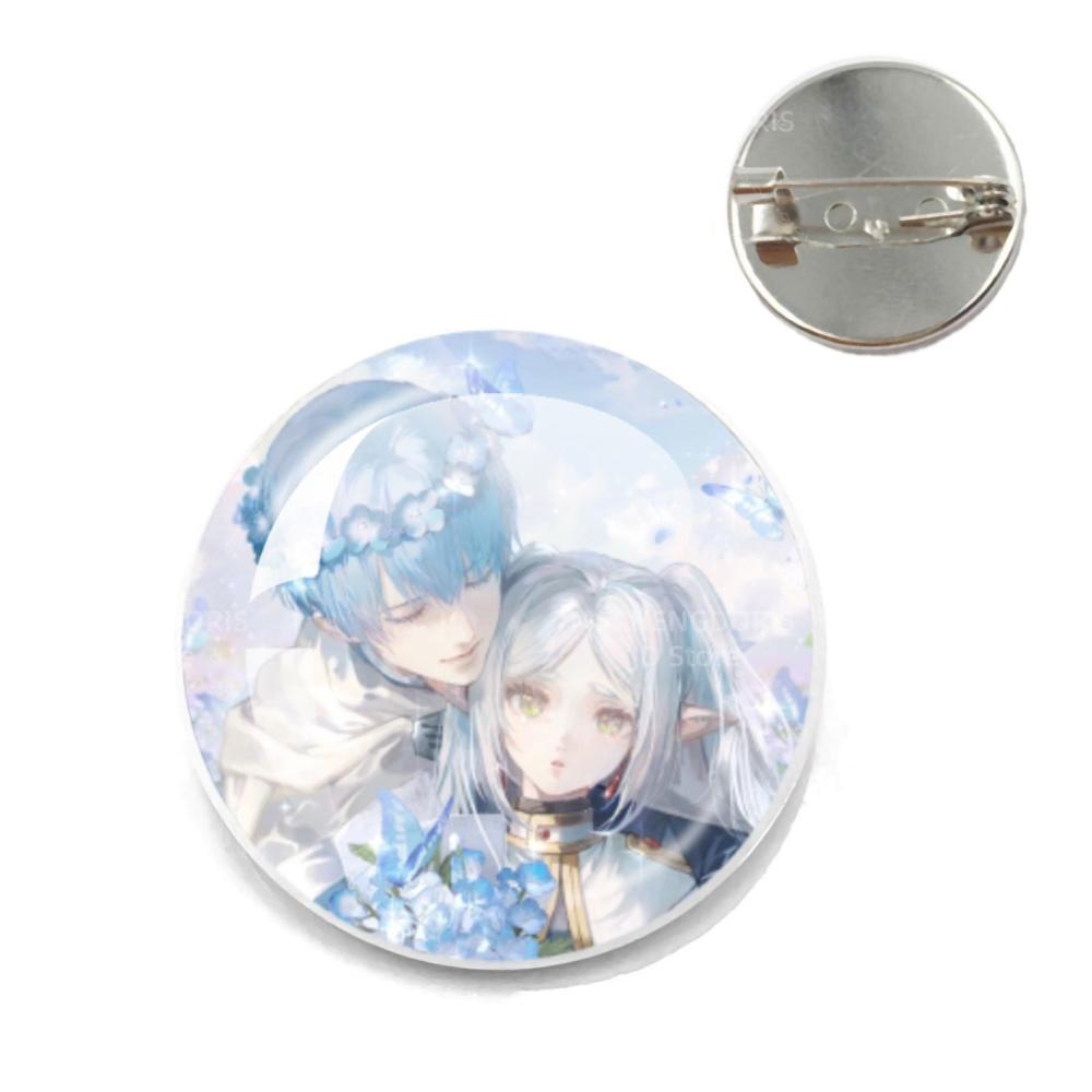 Anime Frieren Pins Cartoon Badge Round Creative Glass Metal Brooches For Backpack Jewelry Accessories Gifts
