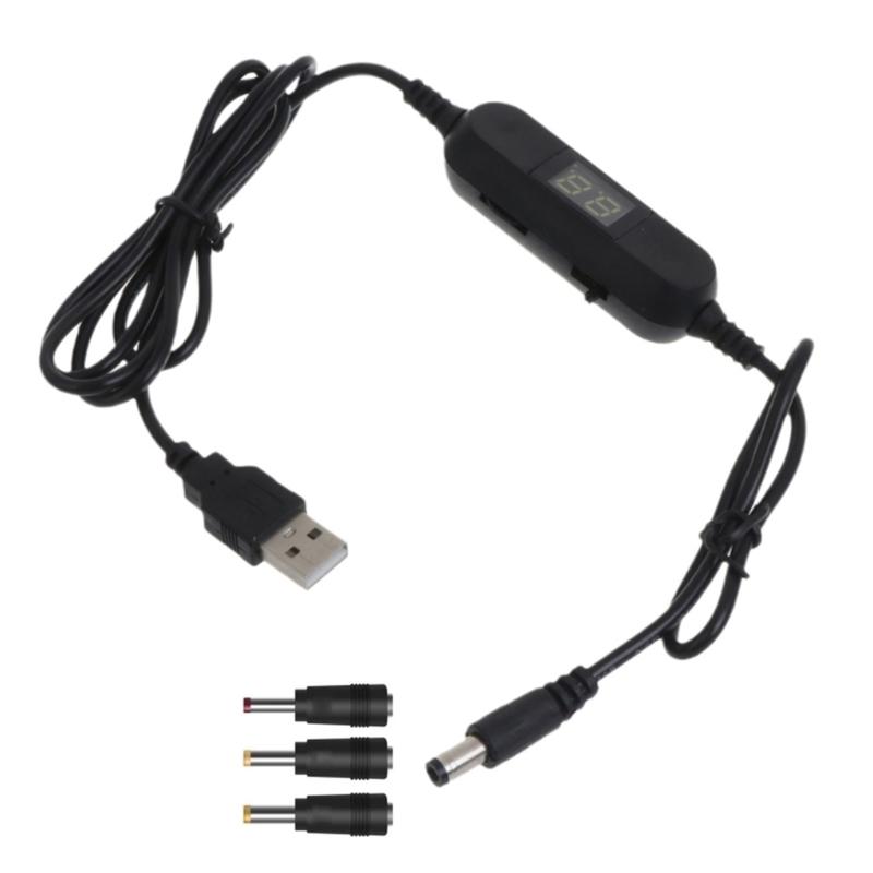 

USB 5V до 1.5V 3V 4.5V 6V 7.5V 9V 12V 2.5mm/3.5mm/4.0mm/5.5mm Регулируемый кабель напряжения со светодиодной оплатой для игрушечных игр