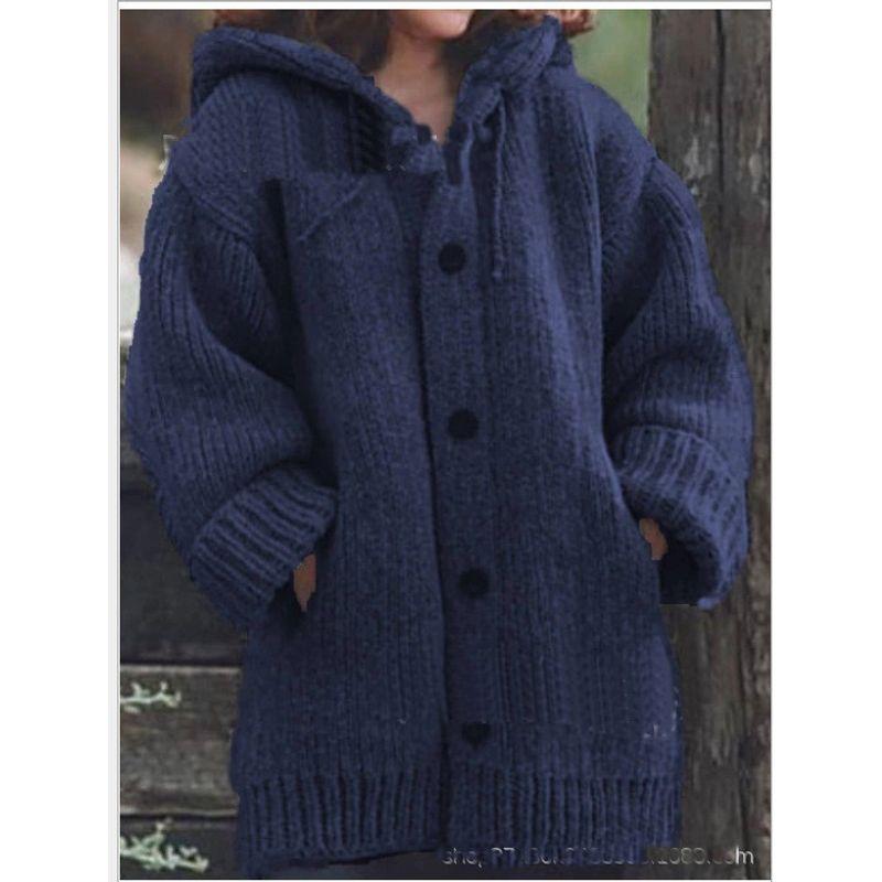 

2024 Sweater New Hooded Coat Hooded Outwear Navy blue 4XL