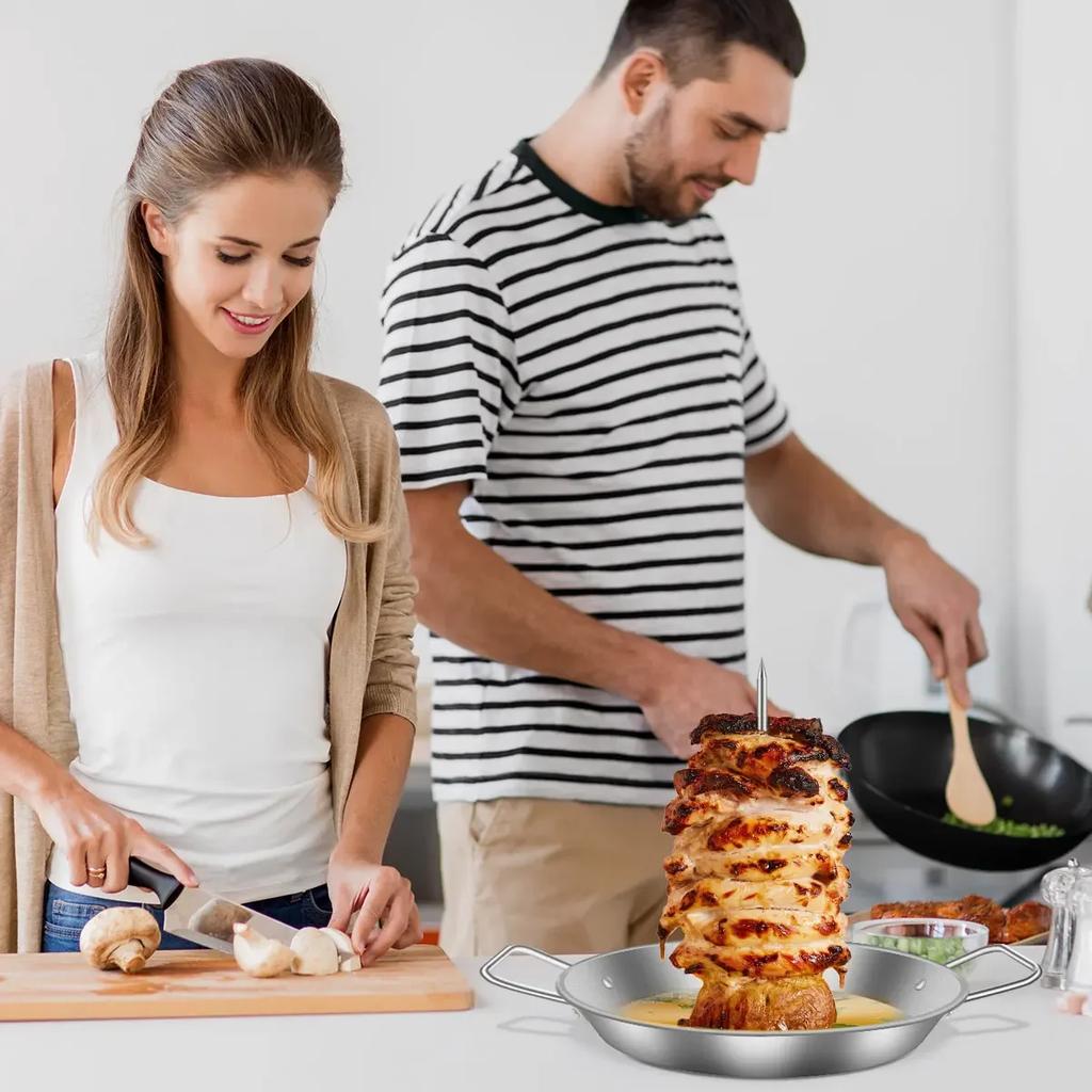 BBQ Vertical Meat Skewer Stainless Steel Roasting Meat Spit Skewers Brazilian Spikes Barbecue Grilling Rack Kitchen Accessories