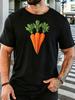 Unisex Crew Neck Tee Fresh Cartoon Three Carrots Vegetable Print Short Sleeve Top Summer Daily Outdoor Loose Soft Casual Basic Wear