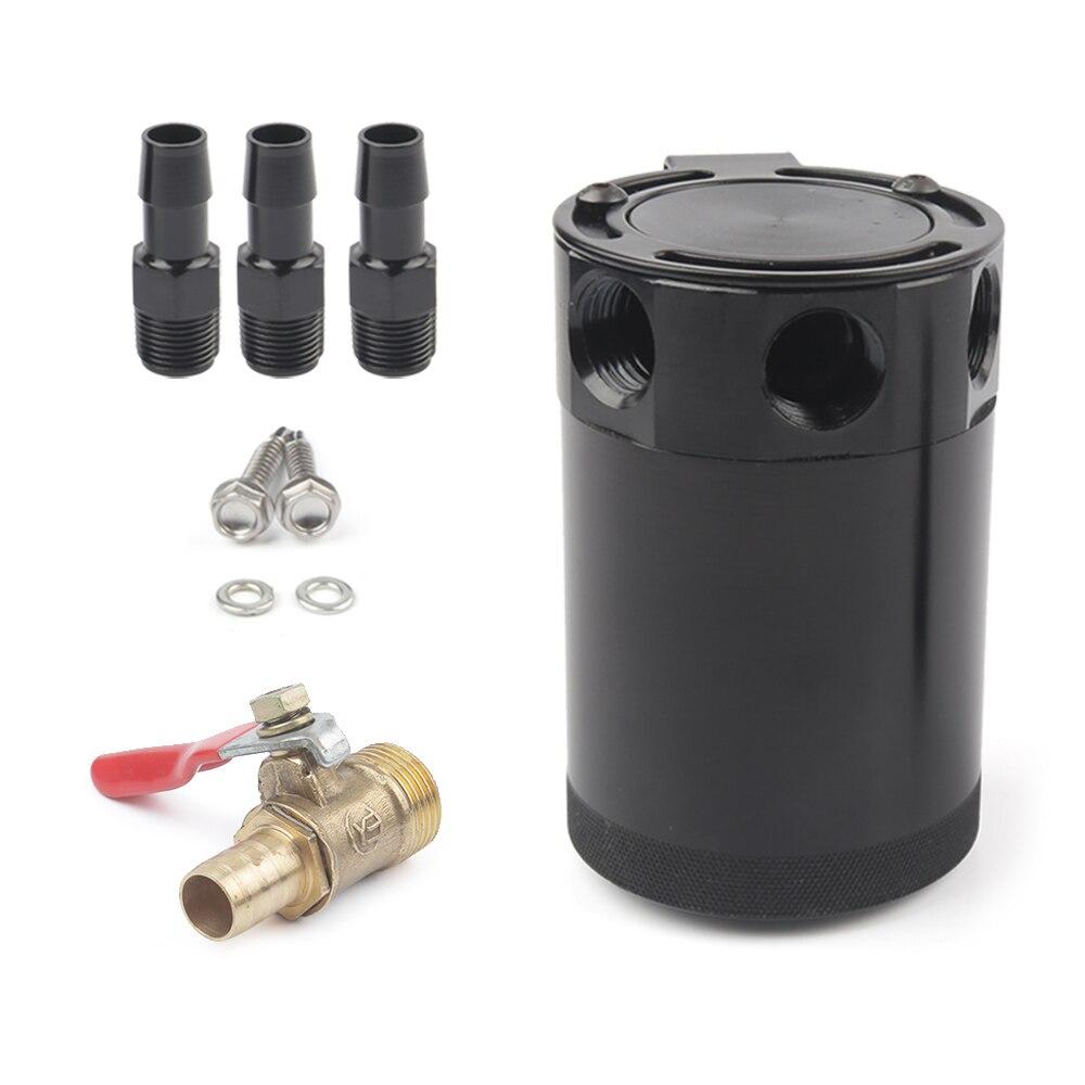 Universal Racing Baffled 3 port Oil Catch Can Tank Air Oil Separator With Removable Valve 3-hole Oil Kettle