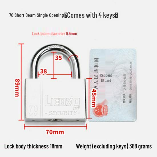 Blade-Shaped Stainless Steel Padlock, Square Head, 30mm, Ideal for Doors, Dorm Rooms, Cabinets, Long-Shank Anti-Theft Design.