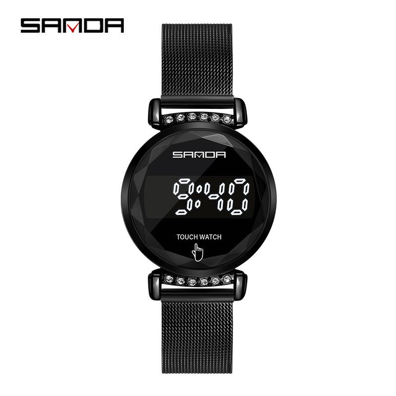 

Sanda 8007 LED Touchscreen Women s Watch with Double Buckle Mesh Band чёрный