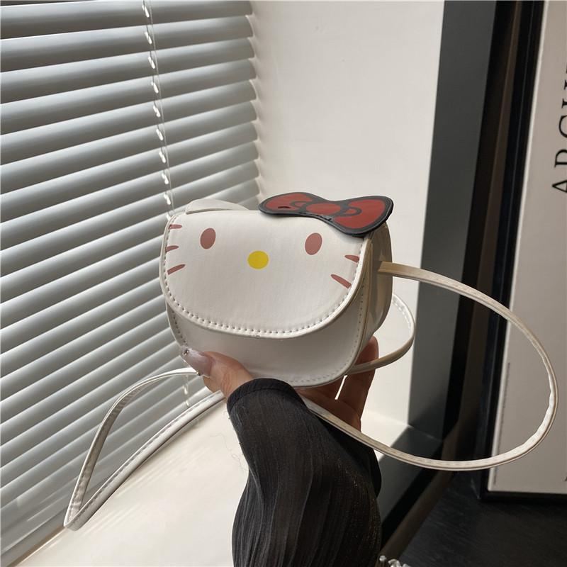 

Cute new shoulder messenger bag cartoon kt cat girl bag summer small bag girl mini bag білий