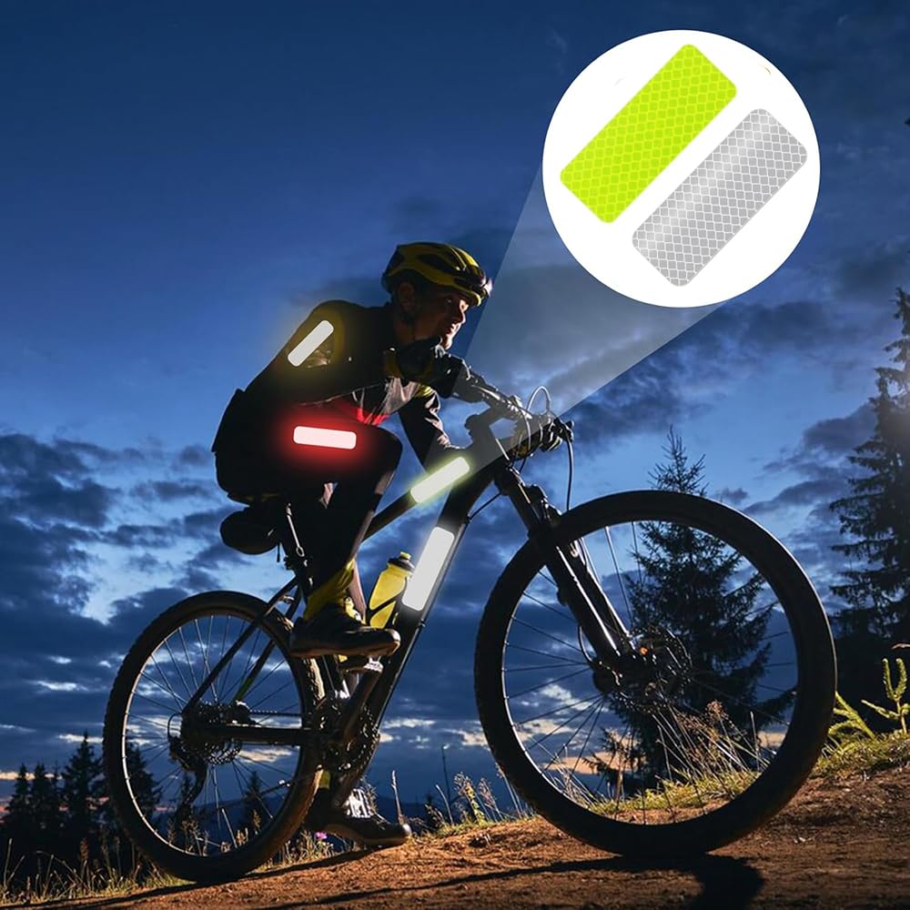 Phyxiul Reflective Stickers Bicycle Reflector 8cm X 3cm Pack of 10 Waterproof Reflective Stickers