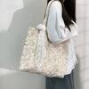 Gentle Style Small Floral Single-shoulder Bag Women's Handbag, Zipper Bag Artistic and Fresh Fabric Bag
