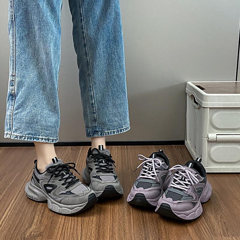 Thick Sole Women's Lace-up Casual Shoes, Temperament Comfortable Breathable Shoes