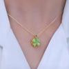 Four-Leaf Clover Rotating Cat's Eye Stone Necklace: Lucky, Stylish Copper Pendant for Women