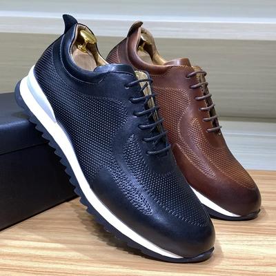 Moda Lujo Hombre Zapatillas de Cuero Genuino con Cordones Cómodas Oxford Clásicas Zapatos Casuales para Hombre Exterior Calle Viaje Calzado Plano
