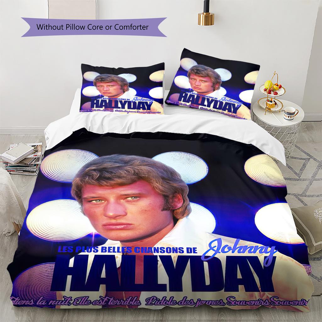 1PC Johnny Hallyday pattern Bedding Quilt Set Quilt Cover Pillowcase Home Decoration Birthday Gift (1 * duvet cover + 19 * pillowcase, without core)
