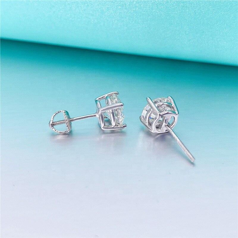 Four Claws Moissanite Stud Earrings for Women S925 Sterling Silver 3mm-8mm D Color Wedding Fine Jewelry Drop Shipping