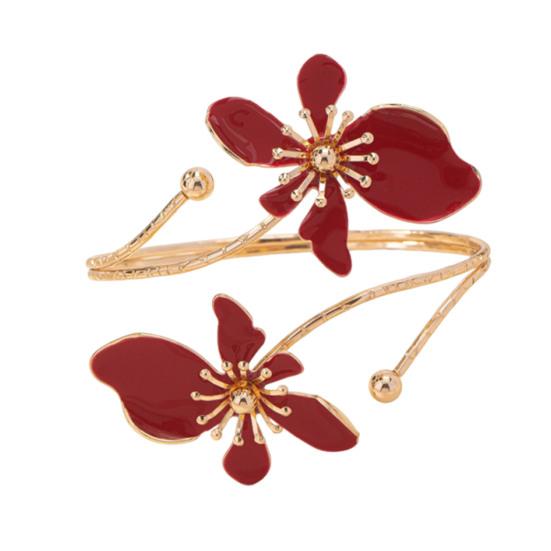 Blumen Armband Armmanschette Damen Oberarmmanschette Verstellbares Offenes Armreif Armband Handgelenk Schmuck für Party Hochzeit Urlaub