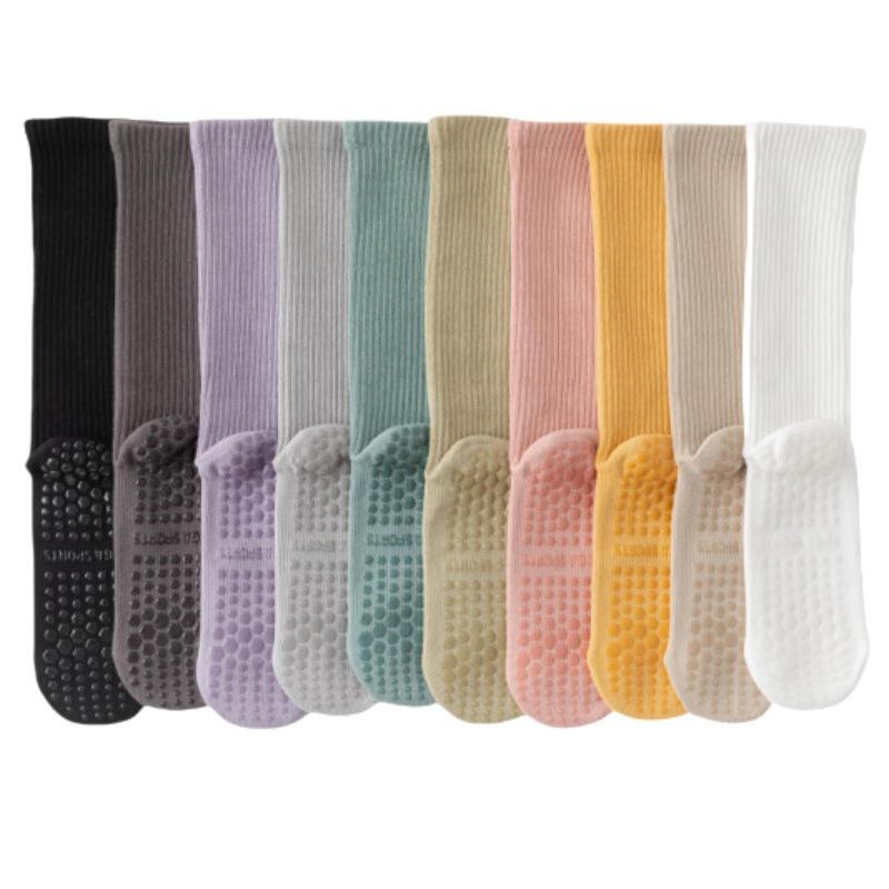 Yoga Socks, Women's Mid-calf Socks, Professional Fitness Pilates Socks, Silicone Anti-slip Sports Long Socks, Sweat-absorbing Cotton Socks