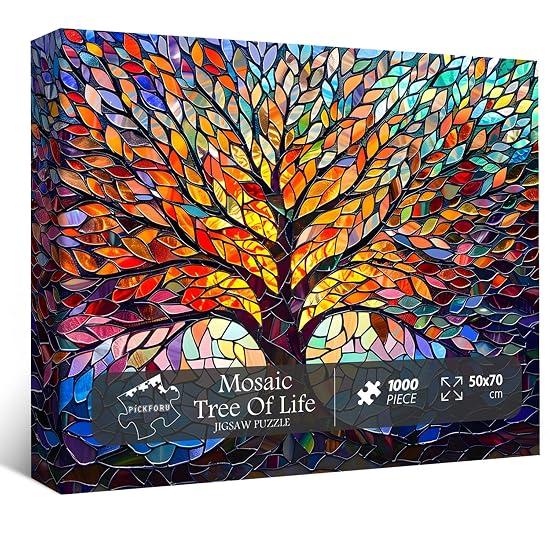 PICKFORU Stained Glass Puzzle Tree of Life Puzzle for Adults 1000 Pieces Impossible Hard Difficult C