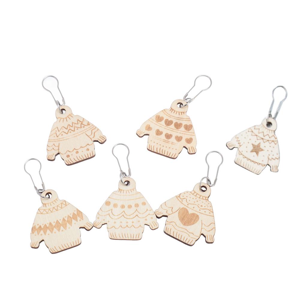 6Pcs Wooden Removable Stitch Markers for Knitting and Crocheting Lightweight Multipurpose Locking