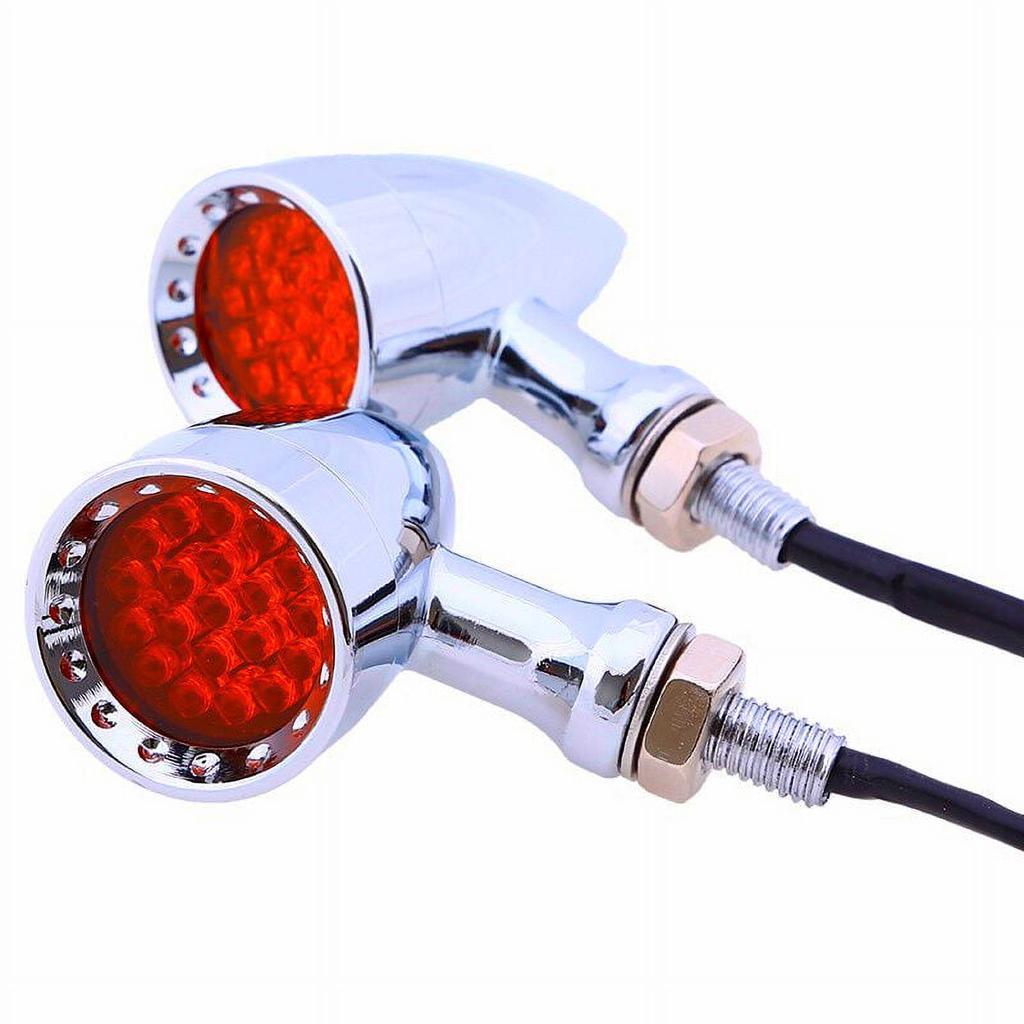 Universal Red 20 LED Chrome Motorcycle Stop Brake/Running Turn Signal Tail Light