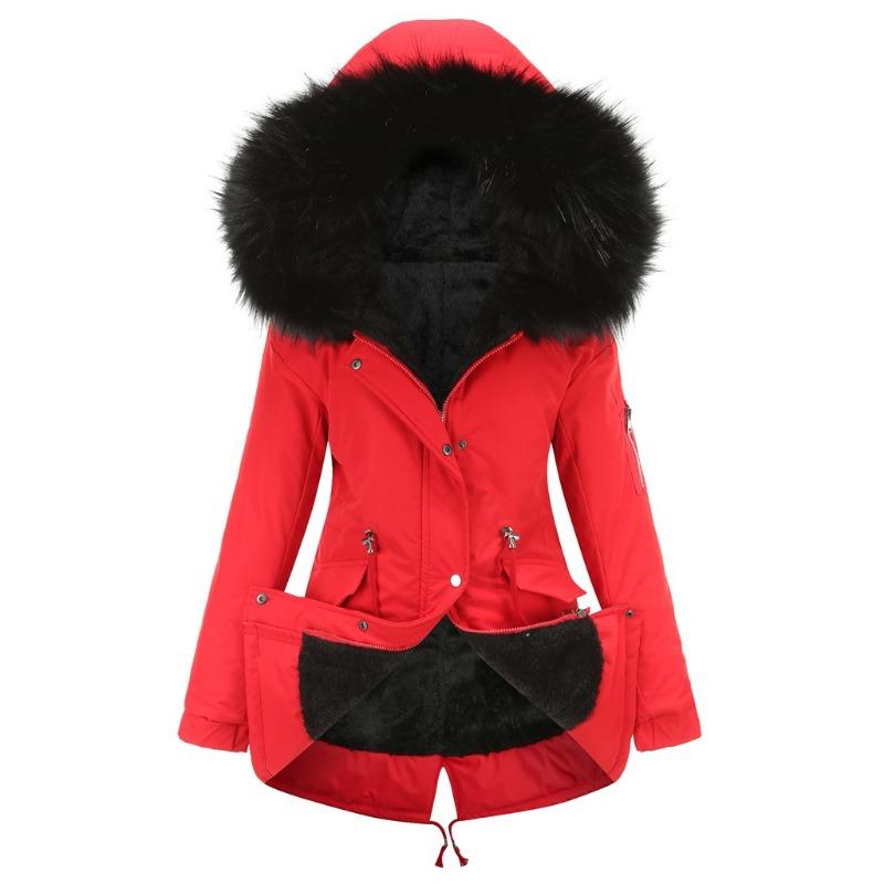 European Code Parka Cotton-padded Coat Medium and Long Hooded Winter Warm Fleece Coat Plus Cotton-padded Clothes