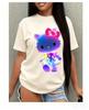 Sanrio Hello Kitty Neon Glow Grafik T-Shirt für Teenager Sommer Freizeit Kurzarm T-Shirt Lustiger Cartoon Druck Rundhals Oberteil