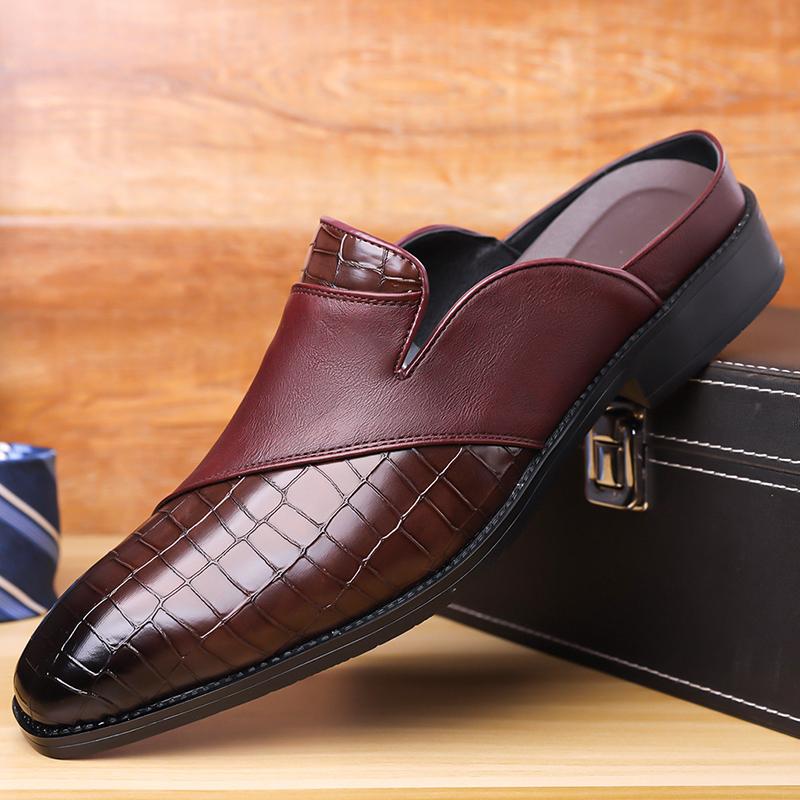 Luxusní kožené mokasíny s otevřenou patou 47-48 nadměrná velikost polobotky pro muže prodyšné pánské designové nazouvací společenské boty