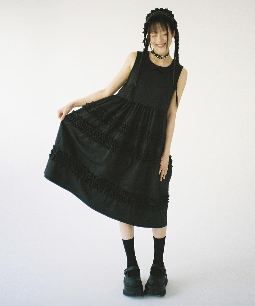 Keulleosseutyudio Doll Collar Frill Dress - Black