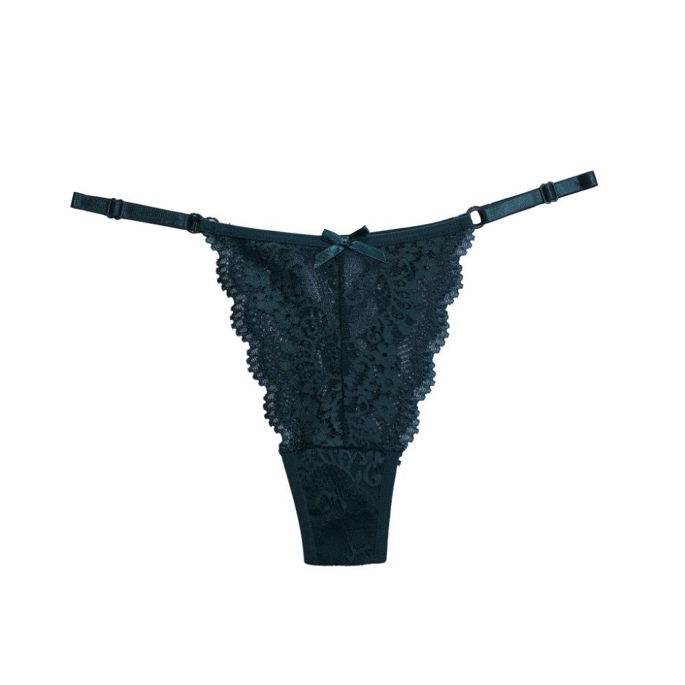 Breathable Soft Lace Flower Thongs Solid Color Underpants Low Waist Briefs Lingerie Traceless T-back Panties Daily Wear