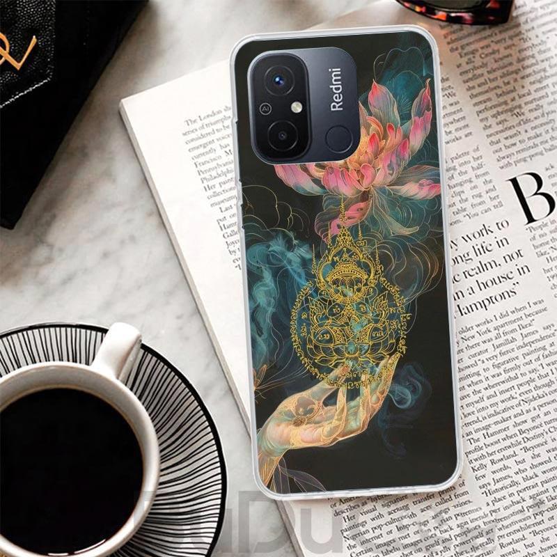 Buddhist Fire Lotus Cover For Xiaomi Redmi 13 13C 14C 12 12C 10 10C 9 9C 9T 9A Phone Case 10A 8A 8 7A 7 6A 6 K80 K70 K60 K20 K40