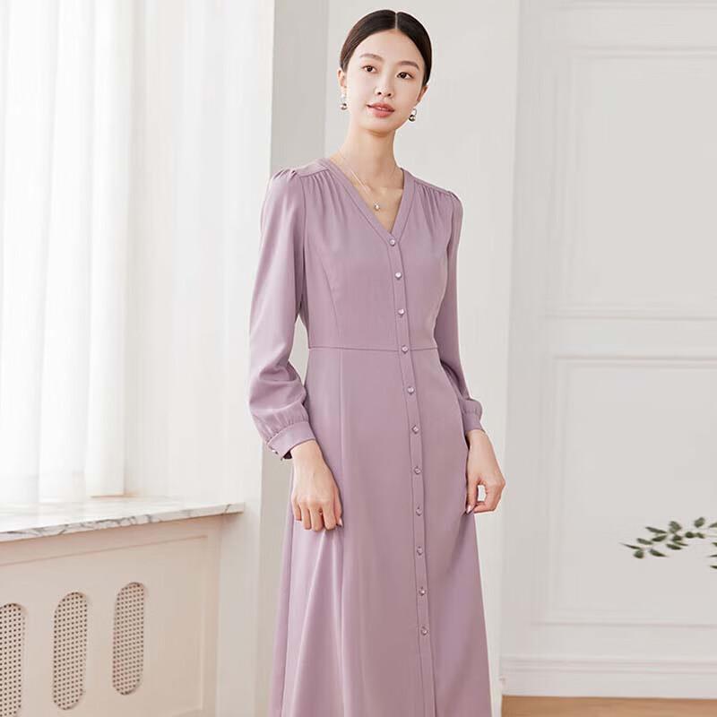 

JESSIE Elegant V-Neck Long-Sleeve Midi Dress M
