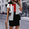 Fashion Womens Loose Vintage Pattern Print O Neck Short Sleeve Loose Streetwear A-line Dress