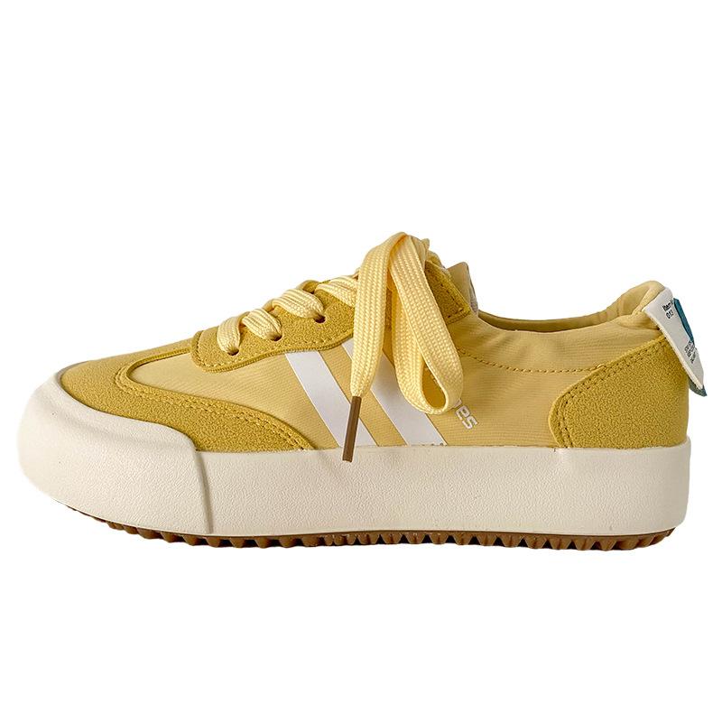 

Модные кроссовки Женская обувь Мягкая подошва Противоскользящие Повседневные Студенческие На шнуровке Уличные 2025 Обувь для бега и скейтбординга Модная вулканизированная обувь 35 жёлтый