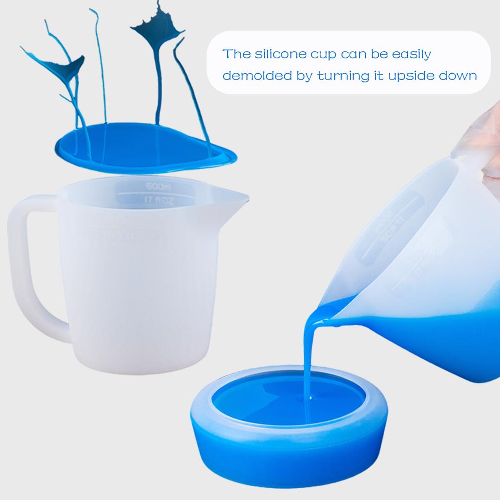 500ML Easuring Cup with Handle Silicone Measuring Cups DIY Handmade Crafts Epoxy Resin Pigment Mixed Tools Reused Easy to Clean
