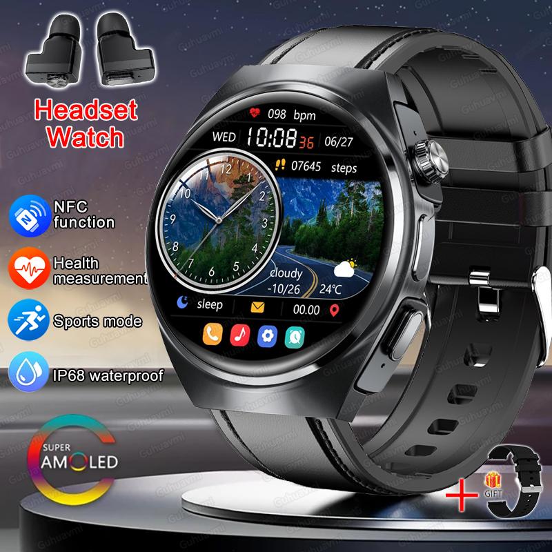 New Smart Watch Headset Two In One Wireless Bluetooth Dual Earbuds Call Health Monitor Sport Tracker Smartwatch For Men IOS