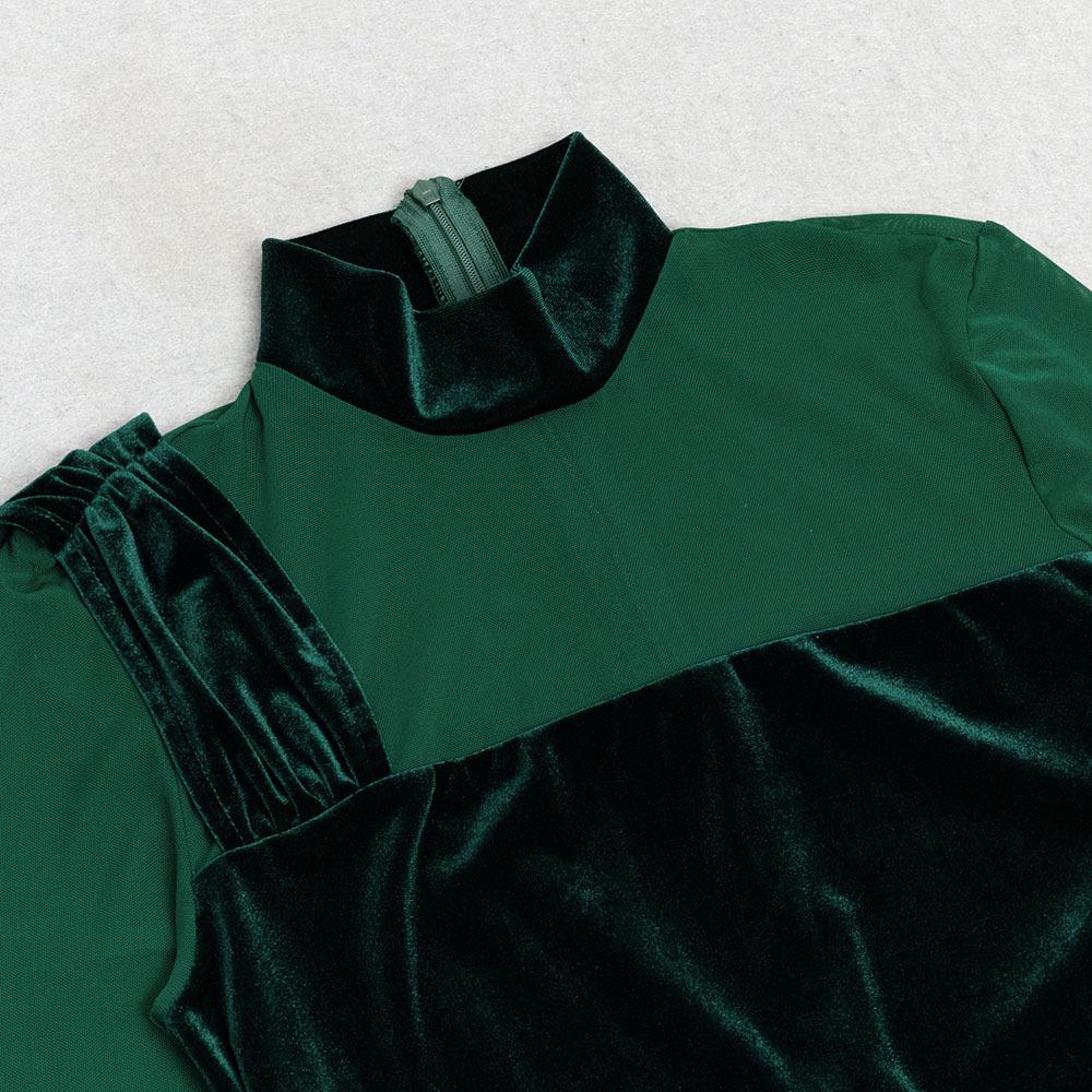 Letnia sukienka damska z aksamitu z rękawami z siateczki i okrągłym dekoltem