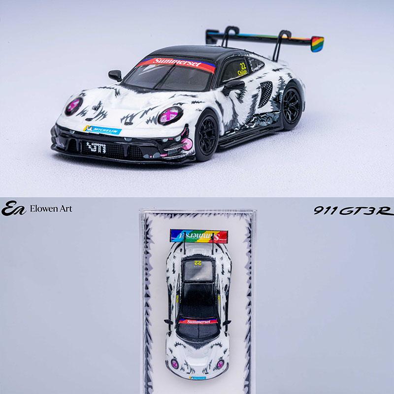IVQR6 Pre-Sale Elowen Art 1:64 Porsche 911 Gt3 R Himalayan Yeti Snow Livery Limited Edition 500pcs Diecast Model Collectible Boys Toys