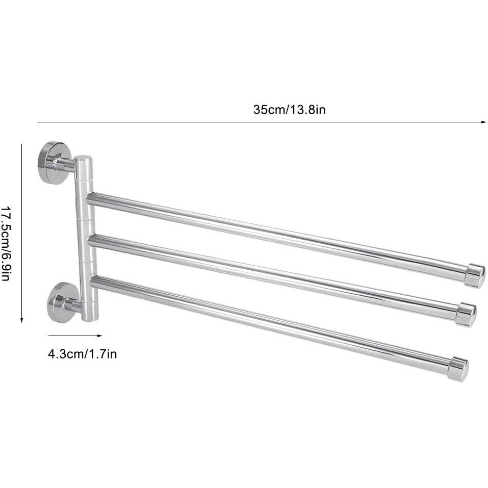 Swivel Towel Bar Bathroom Wall Mounted Towel Rack Swing Out Rotating Hanger Towel Holder Storage Organizer Space Saving for Bathroom(3 Arms)