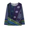 2024 Ethnic Style Women's Plus Size Loose Long Sleeve Print T-shirt Hoodie