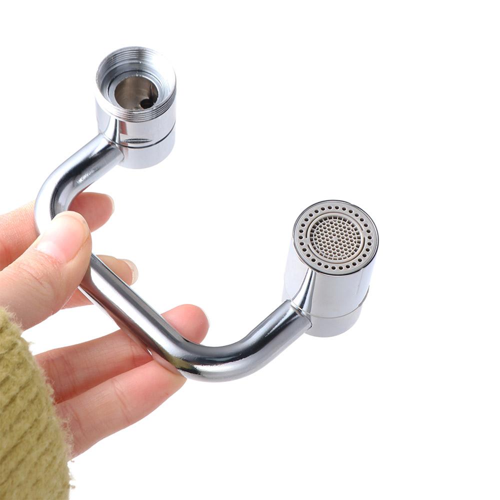 Practical Silver Faucet Extender Alloy 2 Gear Adjustable Rotating Spray Faucet Splash-Proof U Shaped Faucet Nozzle Adapter Sink