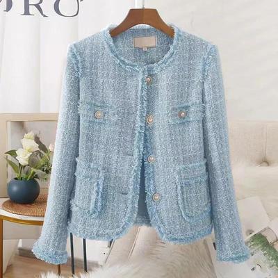 Women Spring Autumn Elegant Blazers Chic Tweed Lady Single-breasted Long Sleeve Suits Female Office Blazer Jacket