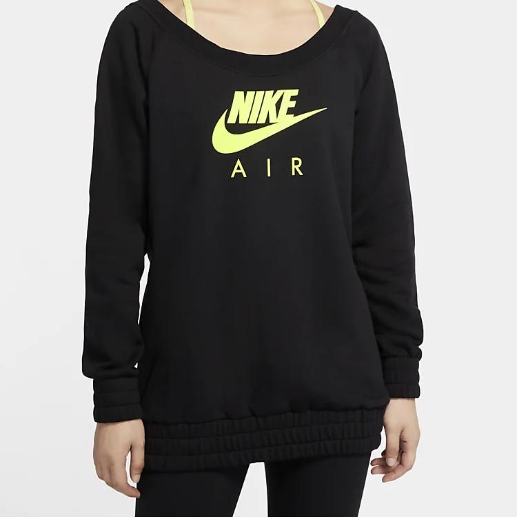 Nike Air Casual Loose Round Neck Pullover Sweatshirt Women Tops Black CU5427-011
